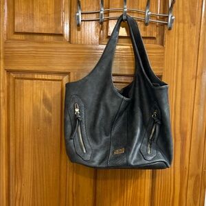 Sylvia Alexander Elegant Black/ gray Leather Tote Bag
